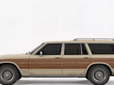 Realistic 80s Station Wagon 3d model Low-poly 3D model