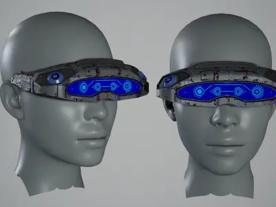 Sci fi Glasses Goggles 2 Low-poly 3D model