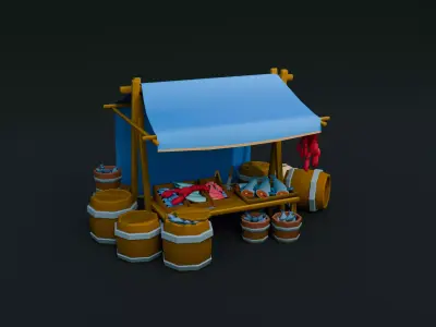 Medieval Markets Pack DEMO Free low-poly 3D model