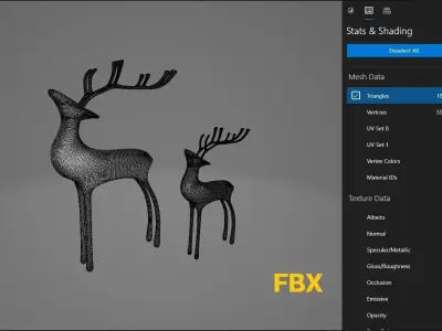 Model deer golden abstract geometric Free low-poly 3D model