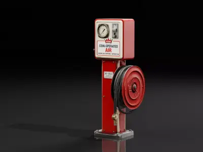 Vintage Gas Station Air Pump Low-poly 3D model