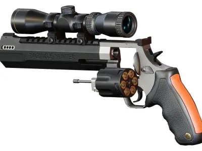 Taurus Raging Hunter Revolver With Scope Low-poly 3D model