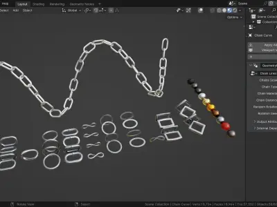 Customizable Chain Links - Geometry Nodes - Blender 3D model