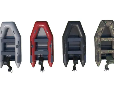 collection boats inflatable boat Low-poly 3D model