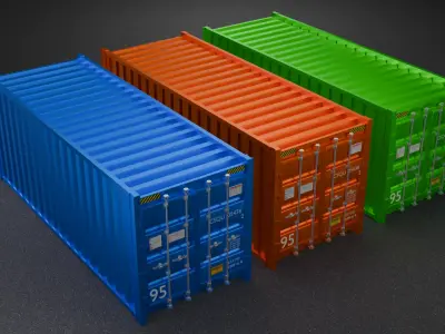 container shipping low-poly 3D model Low-poly 3D model