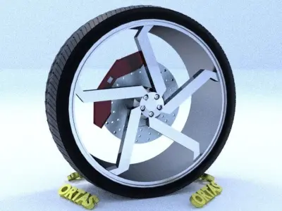 ORTAS CAR RIM 39 GAME READY RIM TIRE AND DISC 3D model