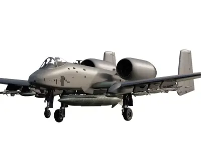 Fairchild Republic A-10 Thunderbolt II with interior 3D model