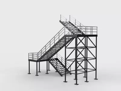 Industrial Stairs Modular 04 3D model