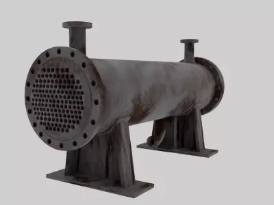 Detailed Rusted Heat Exchanger Reactor  Low-poly 3D model