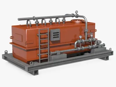 Red and Yellow Industrial Generators 3D model