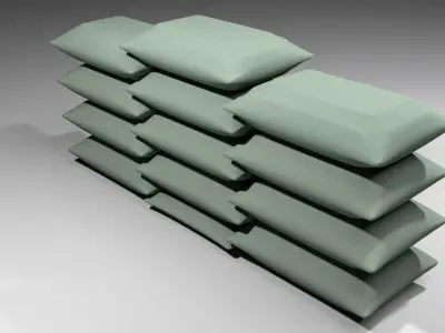 Sandbag Bunker - Single Barrier 3D model