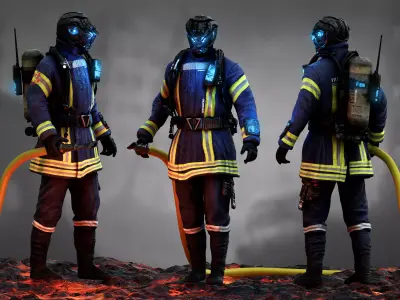 Sci Fi Firefighter Low-poly 3D model