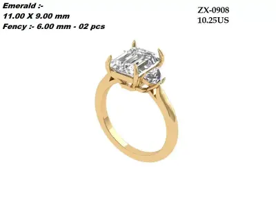 3-Stone-Ring 3D print model order