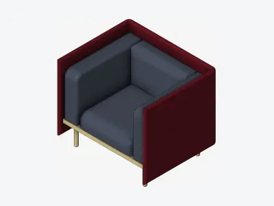 Furniture - Sofa - Contemporary - Flame - Chair - 90h Low-poly 3D model
