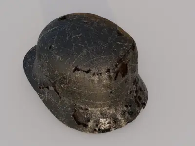 Rusted WW II Helmet Low-poly 3D model
