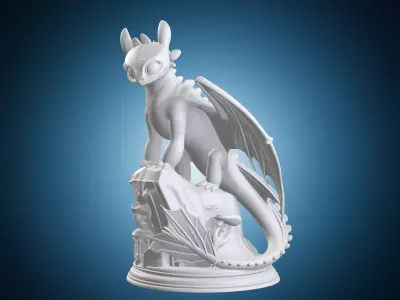 Toothless How to Train Your Dragon Statue on Base 3D print model