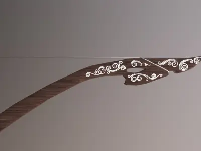 Bow with drawings in the form of waves Low-poly 3D model