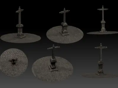 Cross Stone Valladolid La Antigua Low-poly 3D model