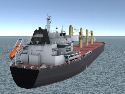 Bulk carrier ship 3d low-poly model Low-poly 3D model