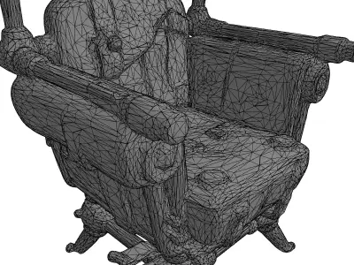 Steampunk Industrial Leather Armchair Low-poly 3D model