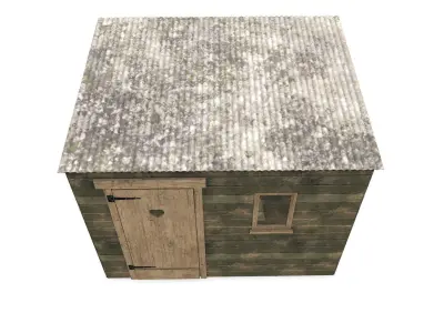 Old Wooden Shed Low-poly PBR Low-poly 3D model