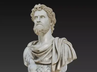 Imperial Marble Warrior - Classical Hero Bust 3D Model 3D print model purchase
