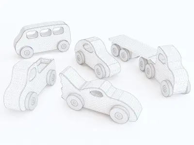 Wooden toy car color 3D model