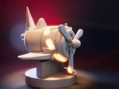 Stylized Cartoon Airplane  Low Poly 3D Model with PBR Materials Low-poly 3D model