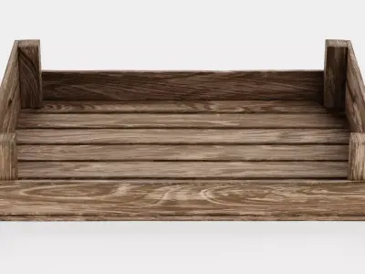 Wooden Box V3 - Open Slatted Storage Crate 3D model