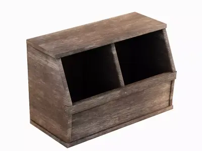 Wooden Storage Bin 04 Low-poly 3D model