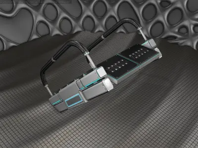 Sci-Fi Stairs - 7- Silver Blue Neon Light Version Low-poly 3D model