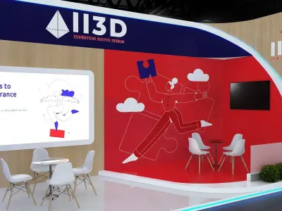 Exhibition Stand Stall Two Side Open 12X3 3D model