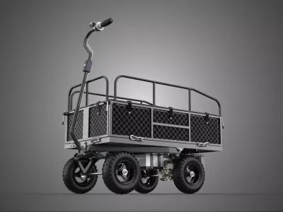 BLACK DARK MOTORIZED BED RAILS DETACHABLE MESH CLOTH POCKET CART 3D model