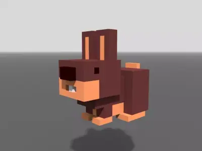 Voxel Brown Bunny Low-poly 3D model