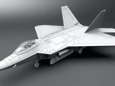 F-22 Raptor Jet Fighter -  3D Model Low-poly 3D model