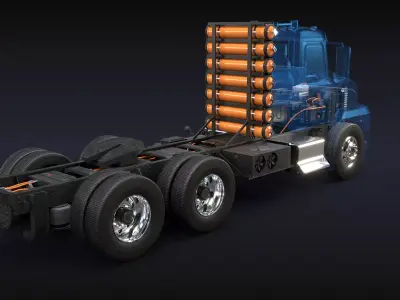 Hydrogen Semi-Truck Chassis X-Ray 3D model