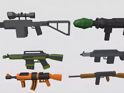 Low poly 3d guns 3d model Low-poly 3D model