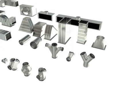 High Detail Stainless Ventilation Set 57 Parts 3D model