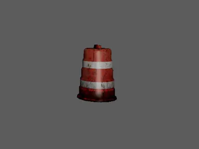 orange and white road barrel lowpoly Low-poly 3D model