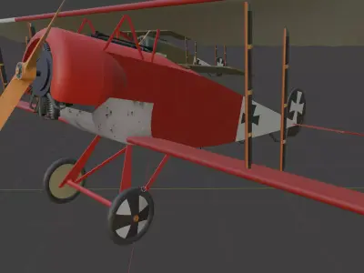 Fokker DII all three colour  Variants 3D model