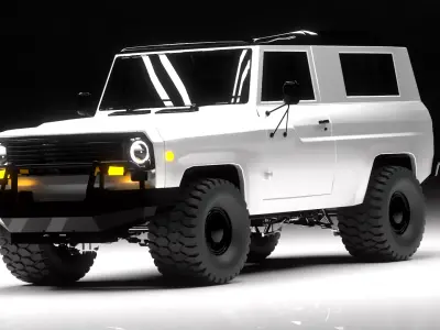 Retro 4x4 Off Road SUV Rigged Game Ready Low-poly 3D model