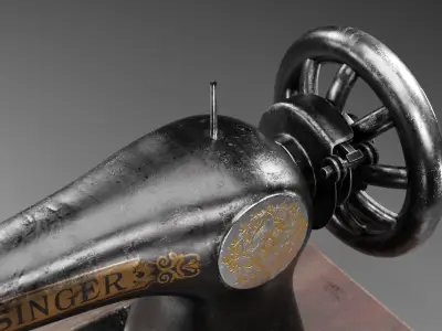 Singer Old Sewing Machine 3D model and PBR Texture 3D model