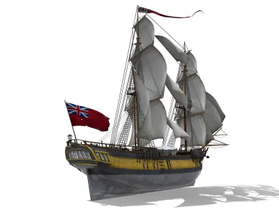 HMS Ontario 1780 Fully Furnished Low-poly 3D model
