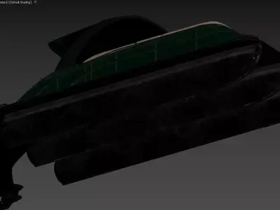 Pontoon Boat with Bimini Top and Mercury Outboard 3D model 3D model