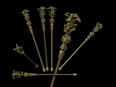 a golden stick 3D model
