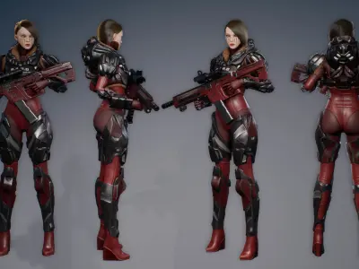 SCI-FI girl Sophy Low-poly 3D model