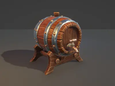 Stylized Beer Keg Low-poly 3D model