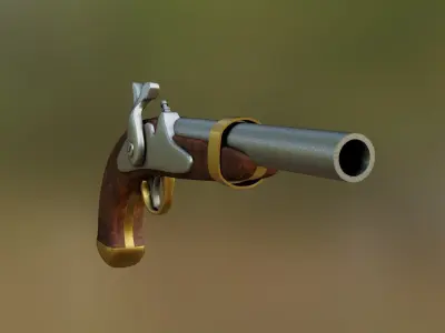 Old pistol Low-poly 3D model