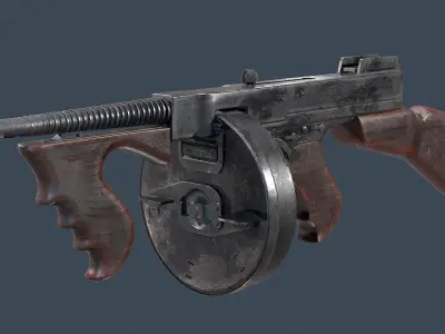 Thompson submachine gun Low-poly 3D model order