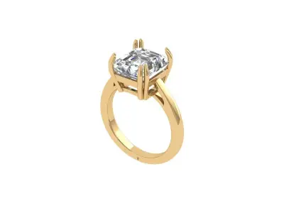 Emerald Solitaire Ring 3D print model 18